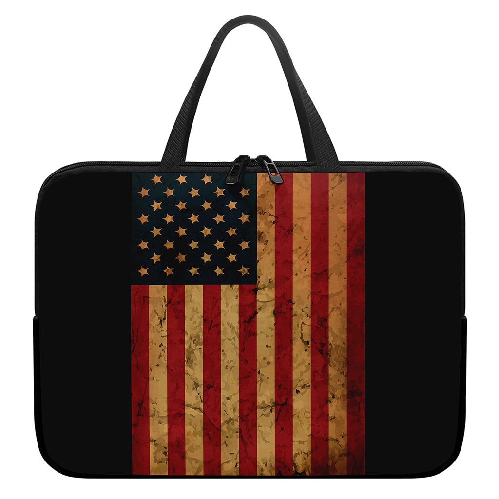 Vintage American Flag Print Laptop Sleeve With Handle