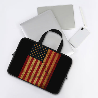 Vintage American Flag Print Laptop Sleeve With Handle