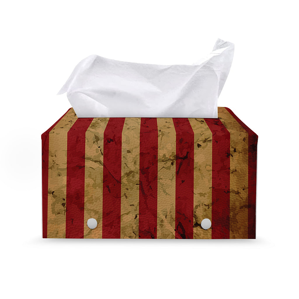 Vintage American Flag Print Leather Tissue Box Cover