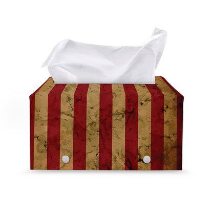 Vintage American Flag Print Leather Tissue Box Cover