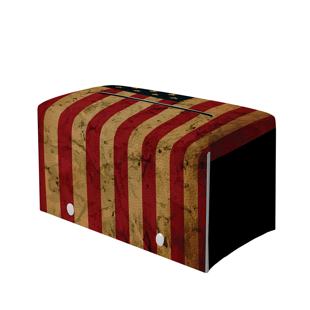 Vintage American Flag Print Leather Tissue Box Cover