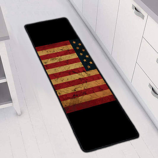 Vintage American Flag Print Long Kitchen Mat