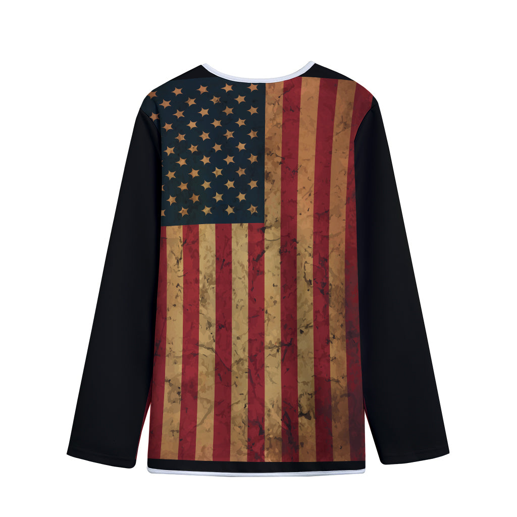 Vintage American Flag Print Long Sleeve Short Coat
