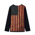 Vintage American Flag Print Long Sleeve Short Coat