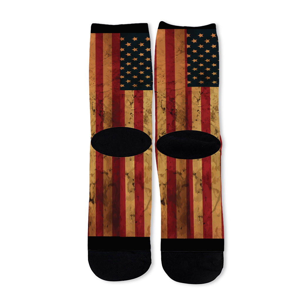 Vintage American Flag Print Long Socks