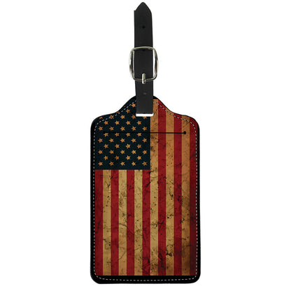 Vintage American Flag Print Luggage Tag
