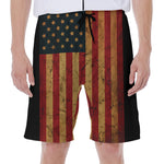 Vintage American Flag Print Men's Beach Shorts