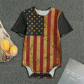 Vintage American Flag Print Men's Bodysuit