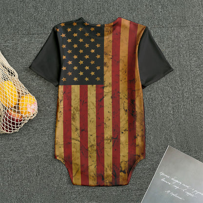 Vintage American Flag Print Men's Bodysuit