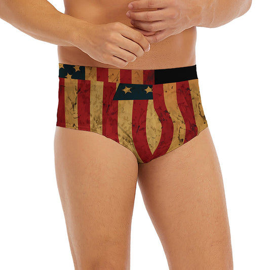 Vintage American Flag Print Men's Briefs