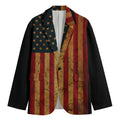 Vintage American Flag Print Men's Cotton Blazer