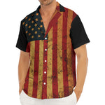 Vintage American Flag Print Men's Deep V-Neck Shirt