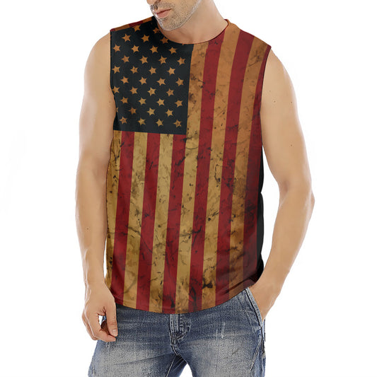 Vintage American Flag Print Men's Fitness Tank Top