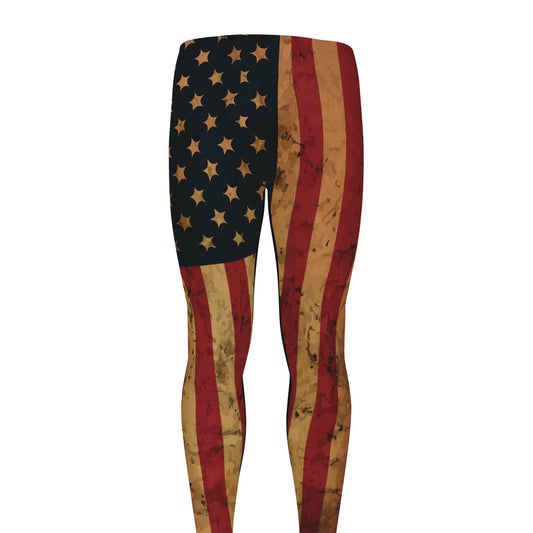 Vintage American Flag Print Men's leggings