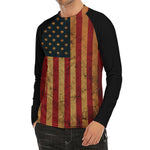 Vintage American Flag Print Men's Long Sleeve Rash Guard