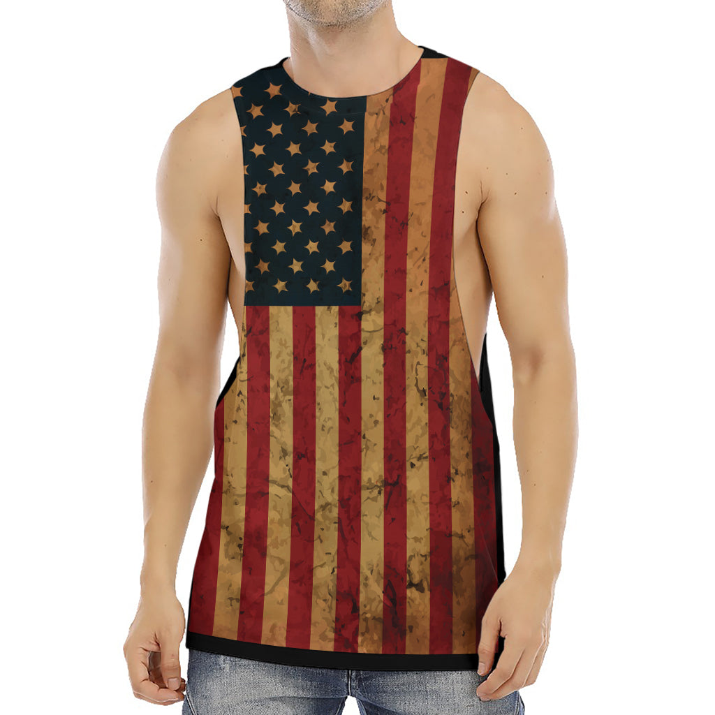 Vintage American Flag Print Men's Muscle Tank Top
