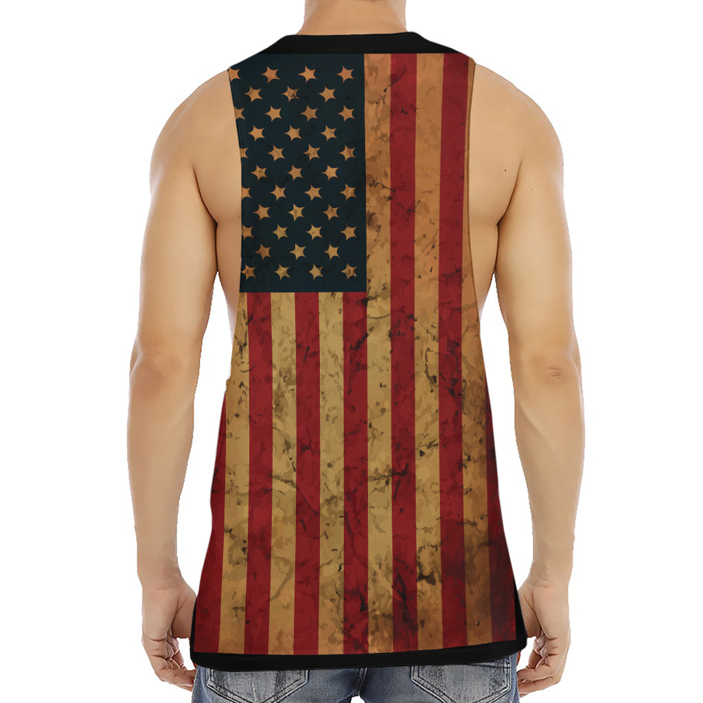 Vintage American Flag Print Men's Muscle Tank Top