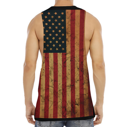 Vintage American Flag Print Men's Muscle Tank Top
