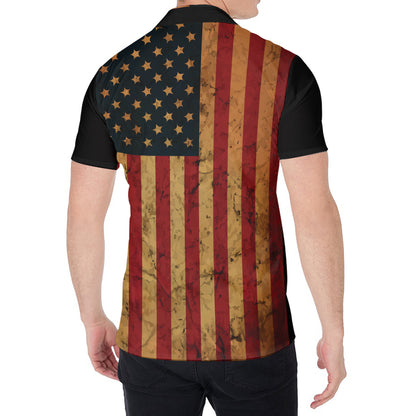 Vintage American Flag Print Men's Shirt