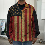 Vintage American Flag Print Men's Shirt Jacket