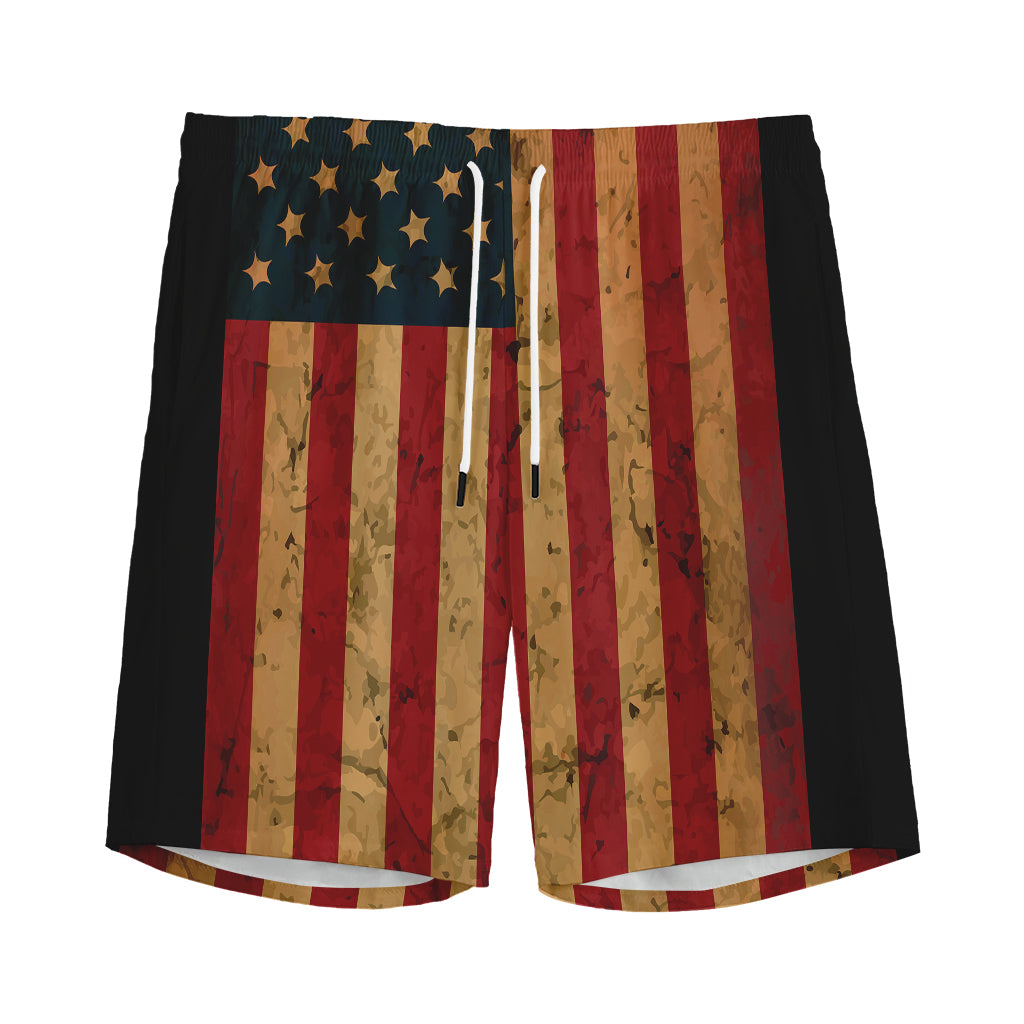 Vintage American Flag Print Men's Sports Shorts