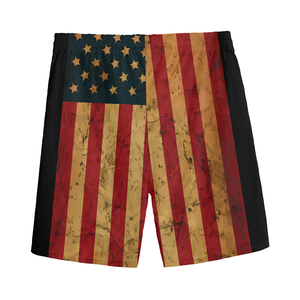 Vintage American Flag Print Men's Sports Shorts