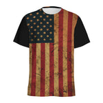 Vintage American Flag Print Men's Sports T-Shirt