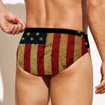 Vintage American Flag Print Men's Swim Briefs