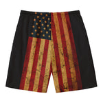 Vintage American Flag Print Men's Swim Trunks