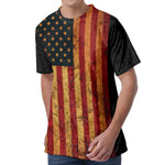 Vintage American Flag Print Men's Velvet T-Shirt