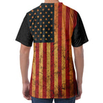Vintage American Flag Print Men's Velvet T-Shirt