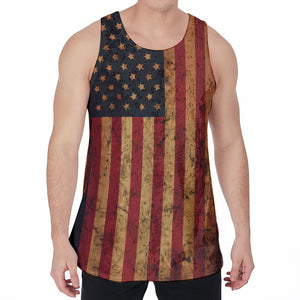 Vintage American Flag Print Men's Velvet Tank Top