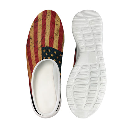 Vintage American Flag Print Mesh Casual Shoes