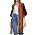 Vintage American Flag Print Open Front Beach Cover Up