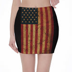 Vintage American Flag Print Pencil Mini Skirt
