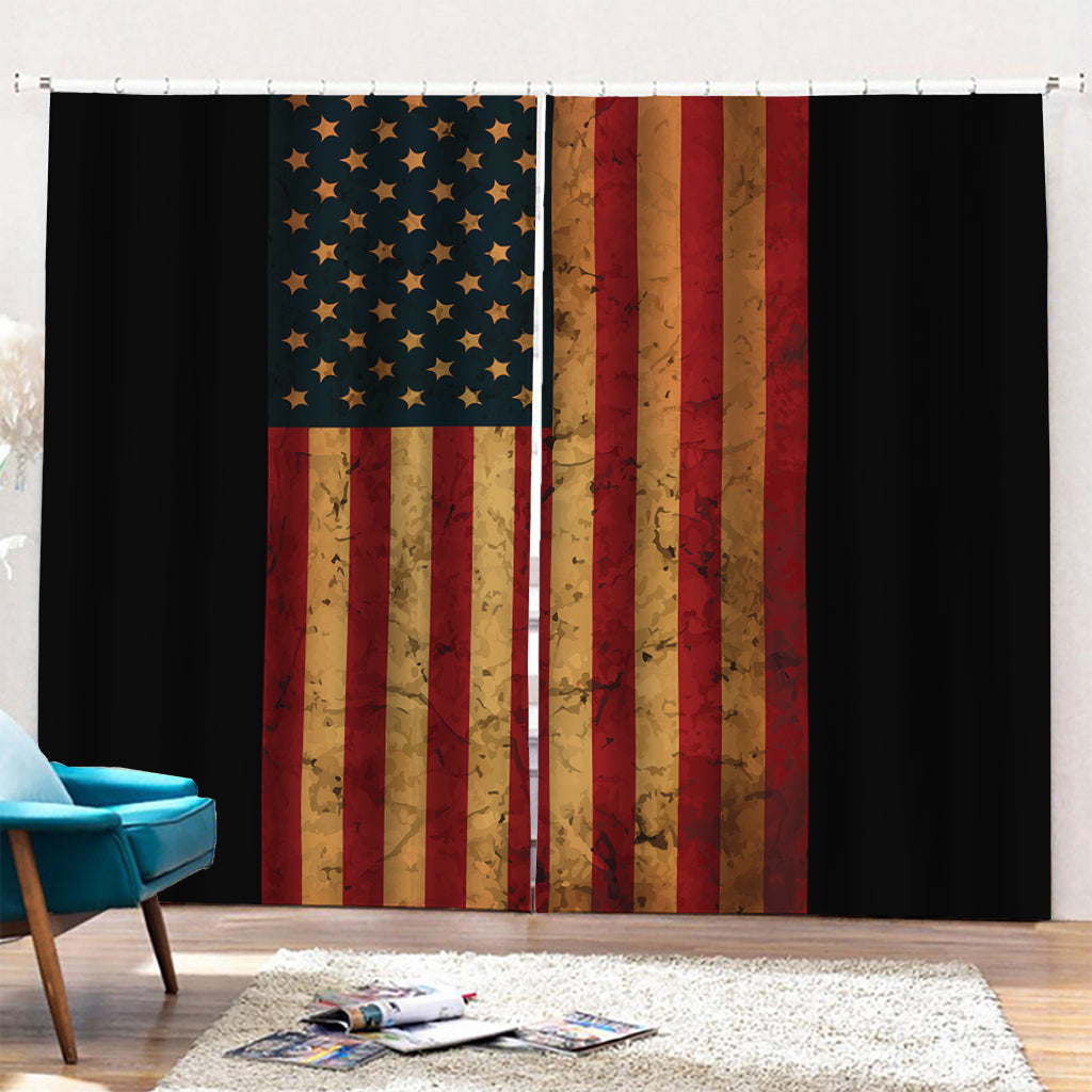 Vintage American Flag Print Pencil Pleat Curtains