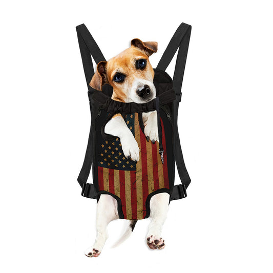 Vintage American Flag Print Pet Carrier Backpack