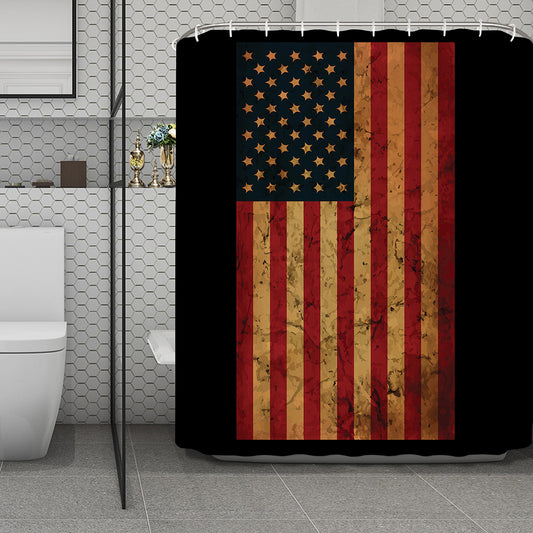Vintage American Flag Print Polyester Shower Curtain