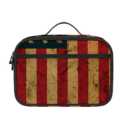 Vintage American Flag Print Portable Lunch Bag