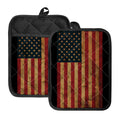 Vintage American Flag Print Pot Holders With Pocket