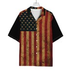 Vintage American Flag Print Rayon Hawaiian Shirt
