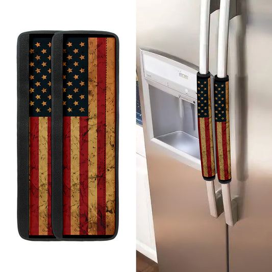 Vintage American Flag Print Refrigerator Handle Covers
