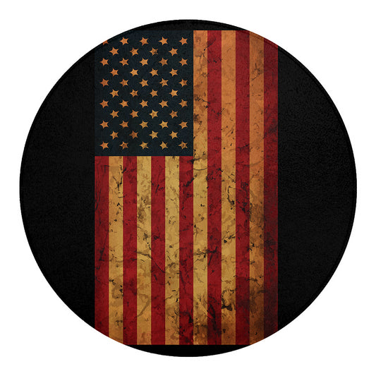 Vintage American Flag Print Round Blanket
