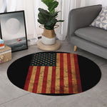 Vintage American Flag Print Round Rug