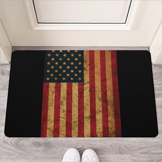 Vintage American Flag Print Rubber Doormat