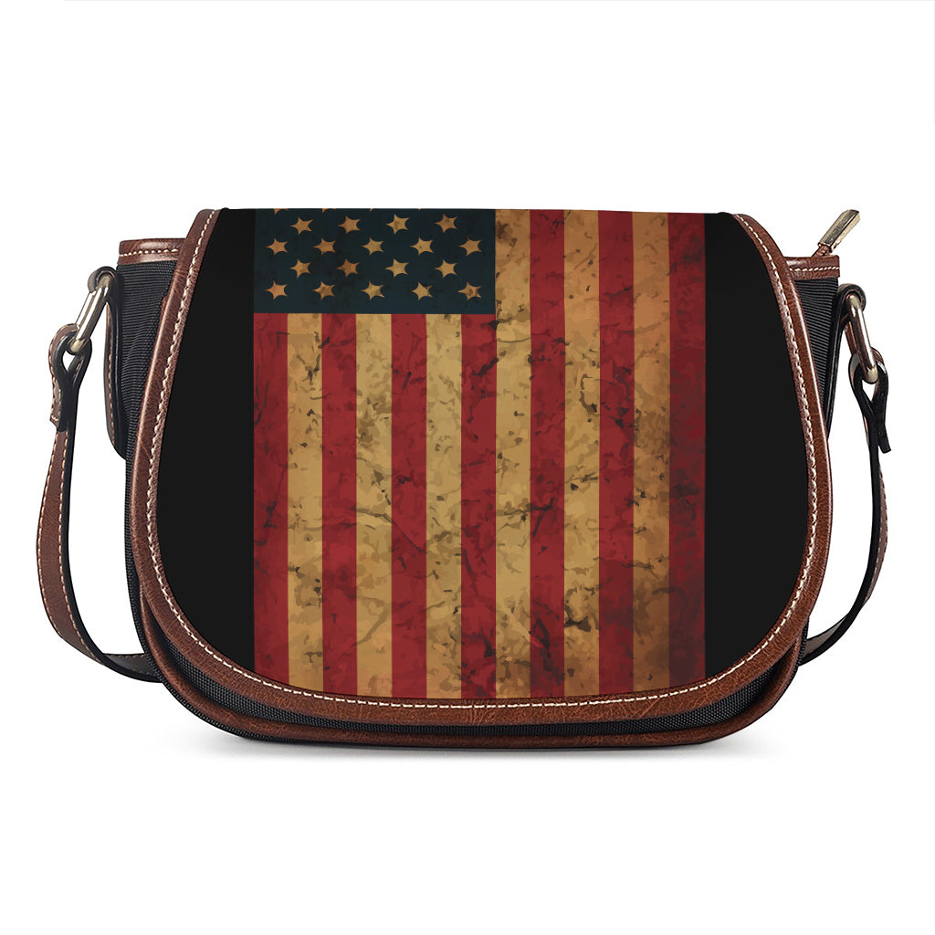 Vintage American Flag Print Saddle Bag