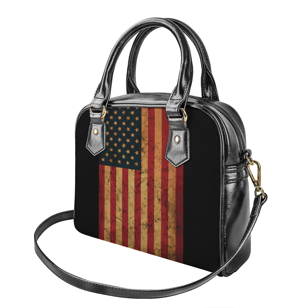 Vintage American Flag Print Shoulder Handbag