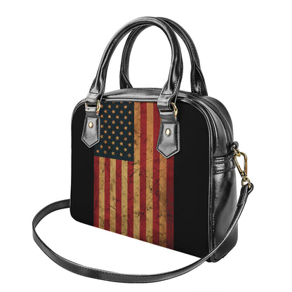 Vintage American Flag Print Shoulder Handbag