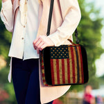 Vintage American Flag Print Shoulder Strap Bible Bag