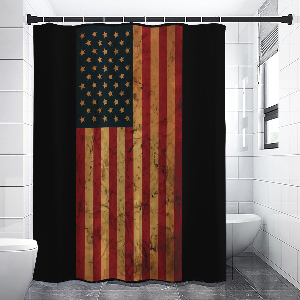 Vintage American Flag Print Shower Curtain
